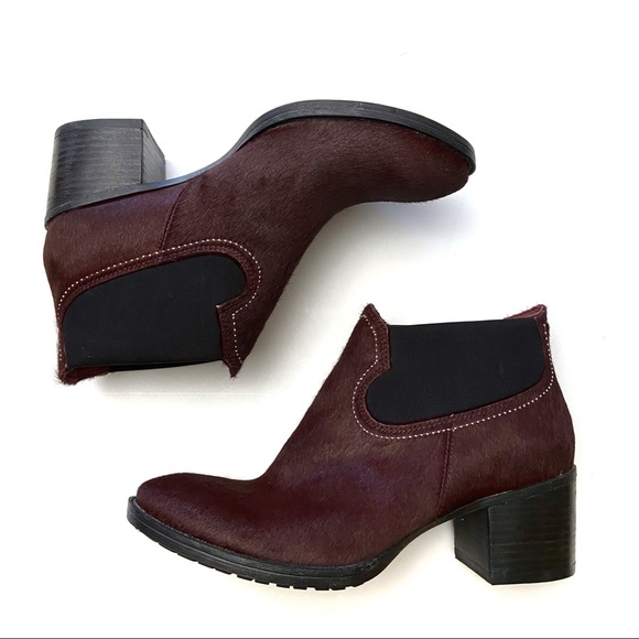 Clarks Oxblood Pony Hair Leather Ankle Booties - Picture 4 of 9